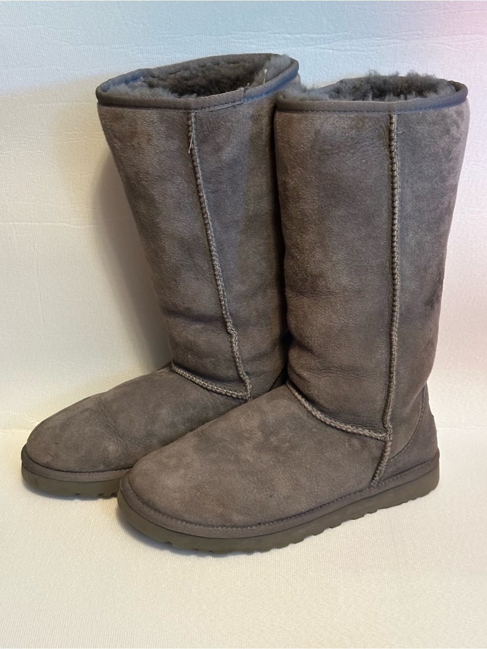 Classic Tall Shearling Suede Winter Boots - Gray